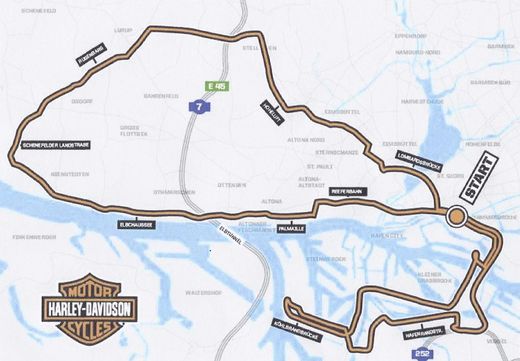 Streckenkarte der Harley Davidson-Parade 2013