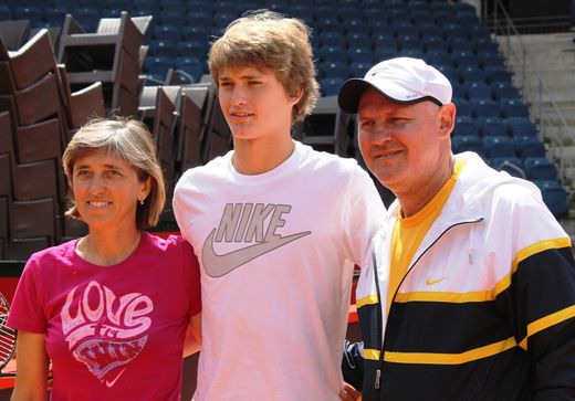 Alexander Zverev mit Eltern Irena Zvereva und Alexander Zverev