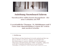 Snowboard Anleitung, Lernen Snowboarden, Lehrbuch Snowboard fahren