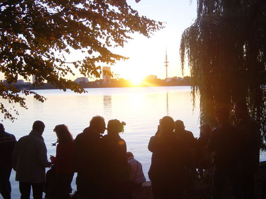 Sonnenuntergang an der Alsterperle