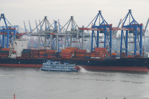 Containerschiff am Parkhafen Hamburg