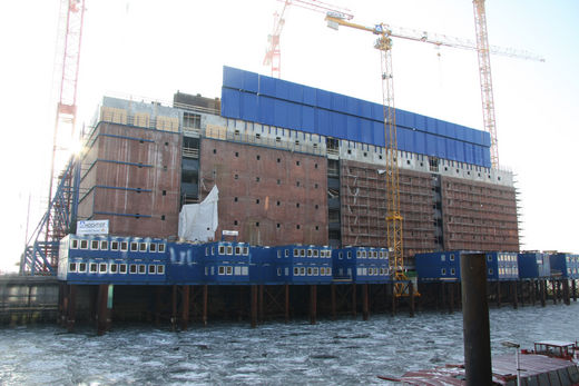 Baustelle der Elbphilharmonie im Januar 2009