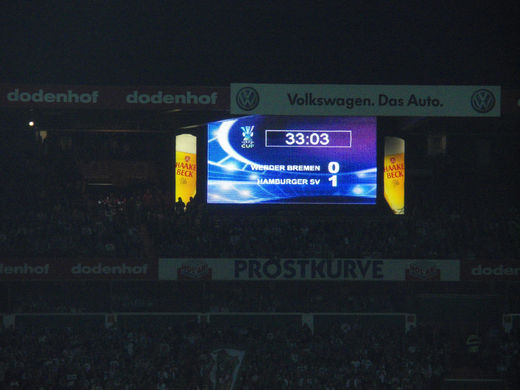 Anzeigetafel Weserstadion Werder HSV Uefa Cup Halbfinale