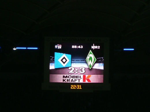 Endstand Uefa Cup Halbfinale HSV Werder 2:3