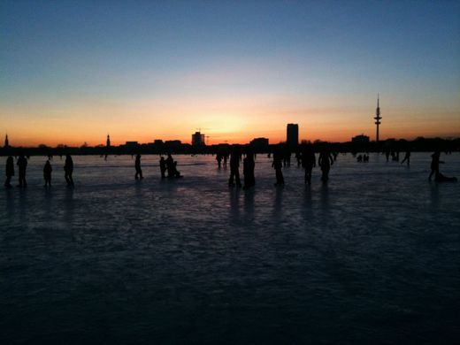 Sonnenuntergang auf dem Alstereis