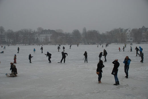 Neuschnee auf der Alster