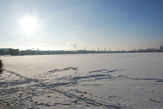 Skyline von Hamburg im Winter