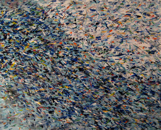 Fischschwarm dripping  110x90cm