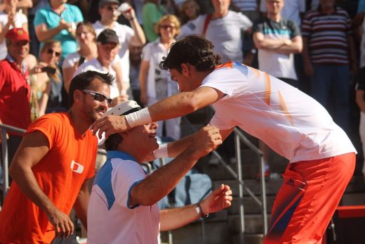 Fabio Fognini und Betreuer