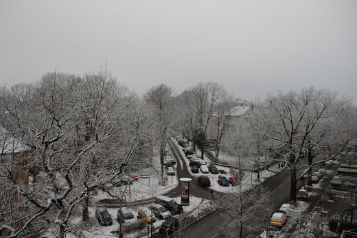 Gellertstrasse Ecke Scheffelstrasse im Winter von oben