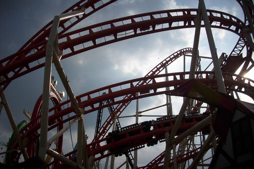 Achterbahn mit Wagen Hamburger Dom