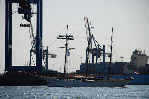 Alter Dreimaster auf der Elbe