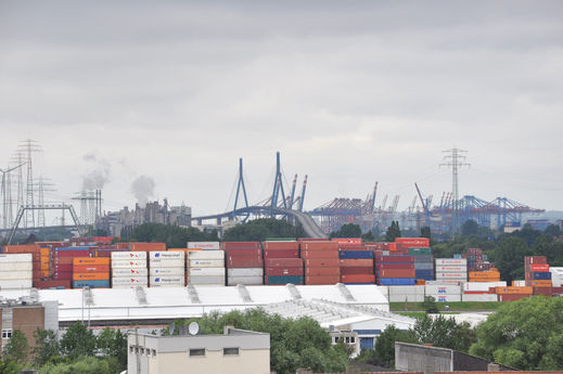 Panorama von Khlbrandbrcke und Container