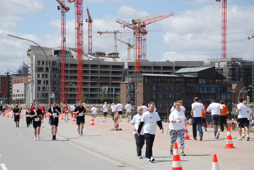 Lufer auf der Baustelle in der Hafencity