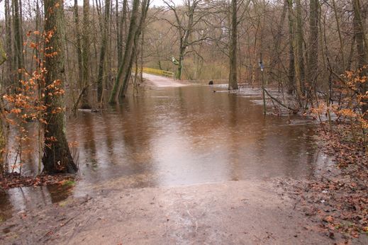 Überflutetes Ufer der Oberalster