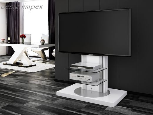 Fernsehtisch H-777 Weiß Hochglanz 360° drehbar TV Möbel TV Rack LCD inkl. TV-Halterung