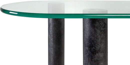 Konsolentisch oval Glas & Alu modern, Designer Tisch