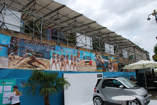 Rückseite VIP Tribüne Beachvolleyball EM