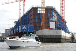 Die Baustelle der Elbphilharmonie in der Hafencity